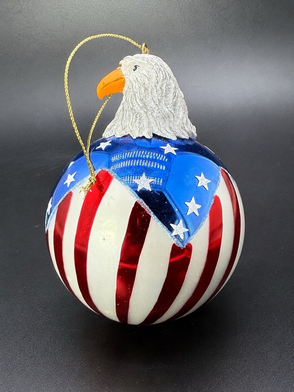 Patriotic Christmas Ornament Bald Eagle and American Flag